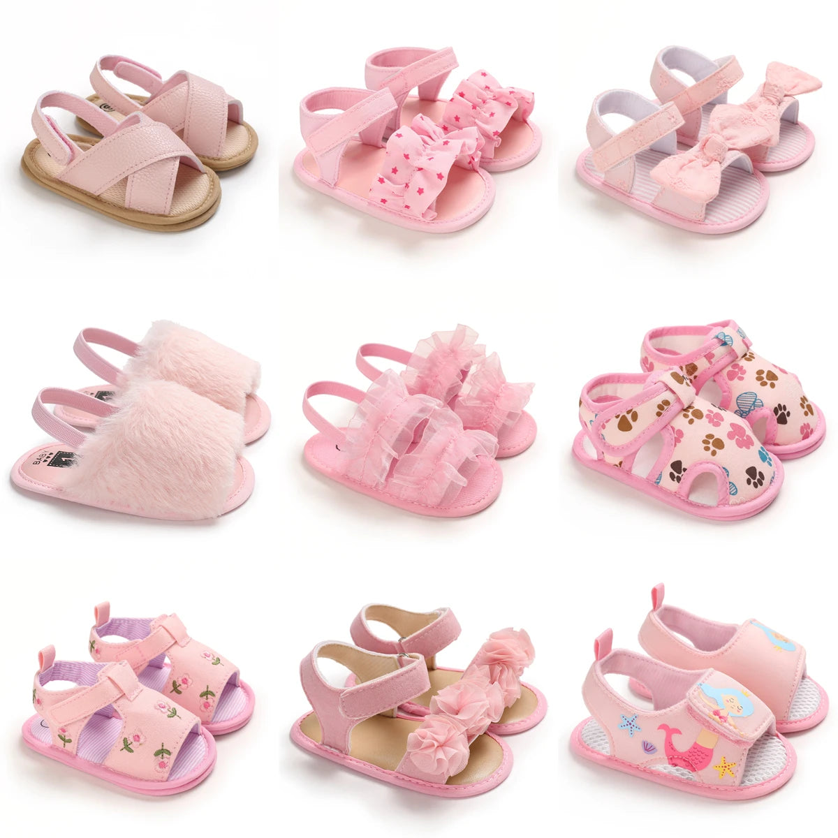 Summer Newborn Infant Baby Girls Princess First Walker Shoes – Soft Sole Sandals & Beach Slippers