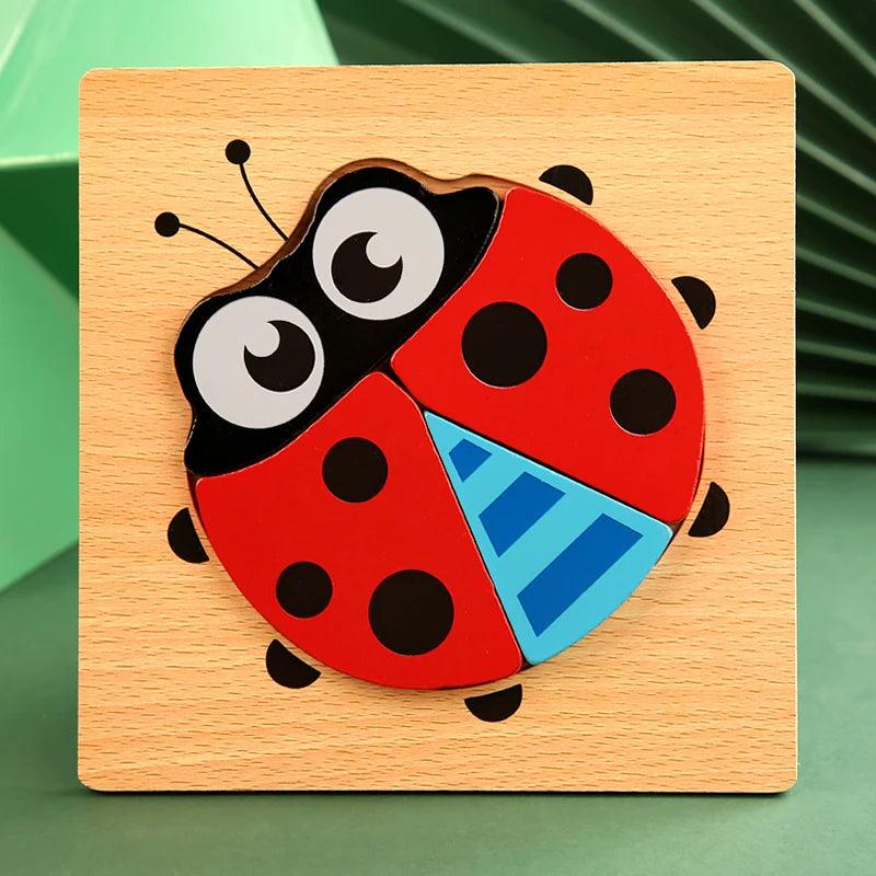 3D Wooden Puzzle – Baby Cartoon Animal Traffic Jigsaw Educational Toy for Children