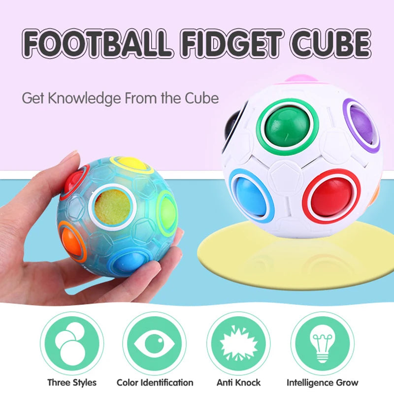 Rainbow Ball Puzzle Magic Cube – Luminous 3D Fidget Toy for Kids and Adults