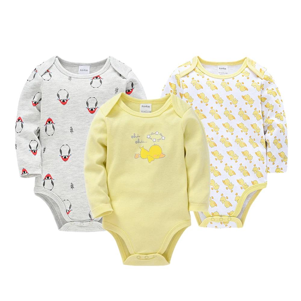 Kavkas 6PCS/3PCS Baby Bodysuit Set – Long Sleeve 100% Cotton Newborn Onesies (0-12 Months)