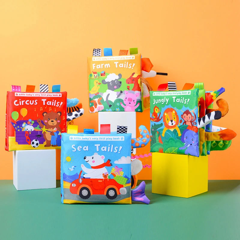 New Baby Toys - Cartoon Animals Tail Cloth Book, Educational Ringed Paper Cloth Book, Enlightenment Toy for Babies 0-12 Months