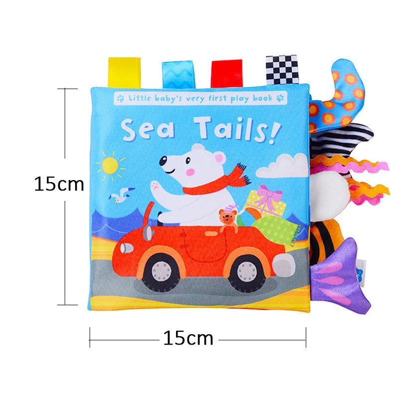 New Baby Toys - Cartoon Animals Tail Cloth Book, Educational Ringed Paper Cloth Book, Enlightenment Toy for Babies 0-12 Months