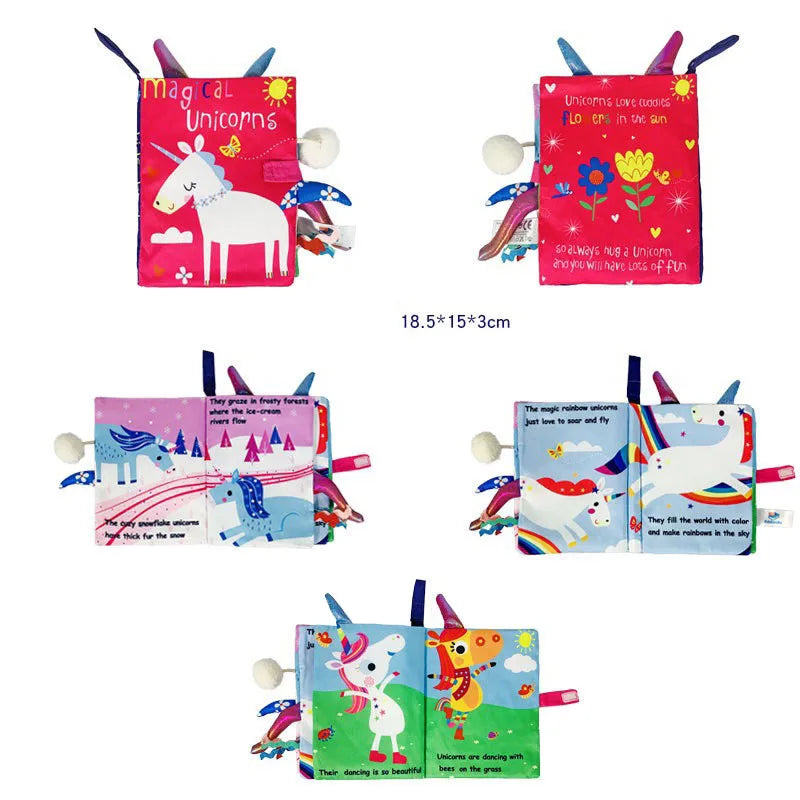 Baby Tail Cloth Book – Interactive Early Learning Toy with Sound Paper and Rattle for Ages 0–36 Months
