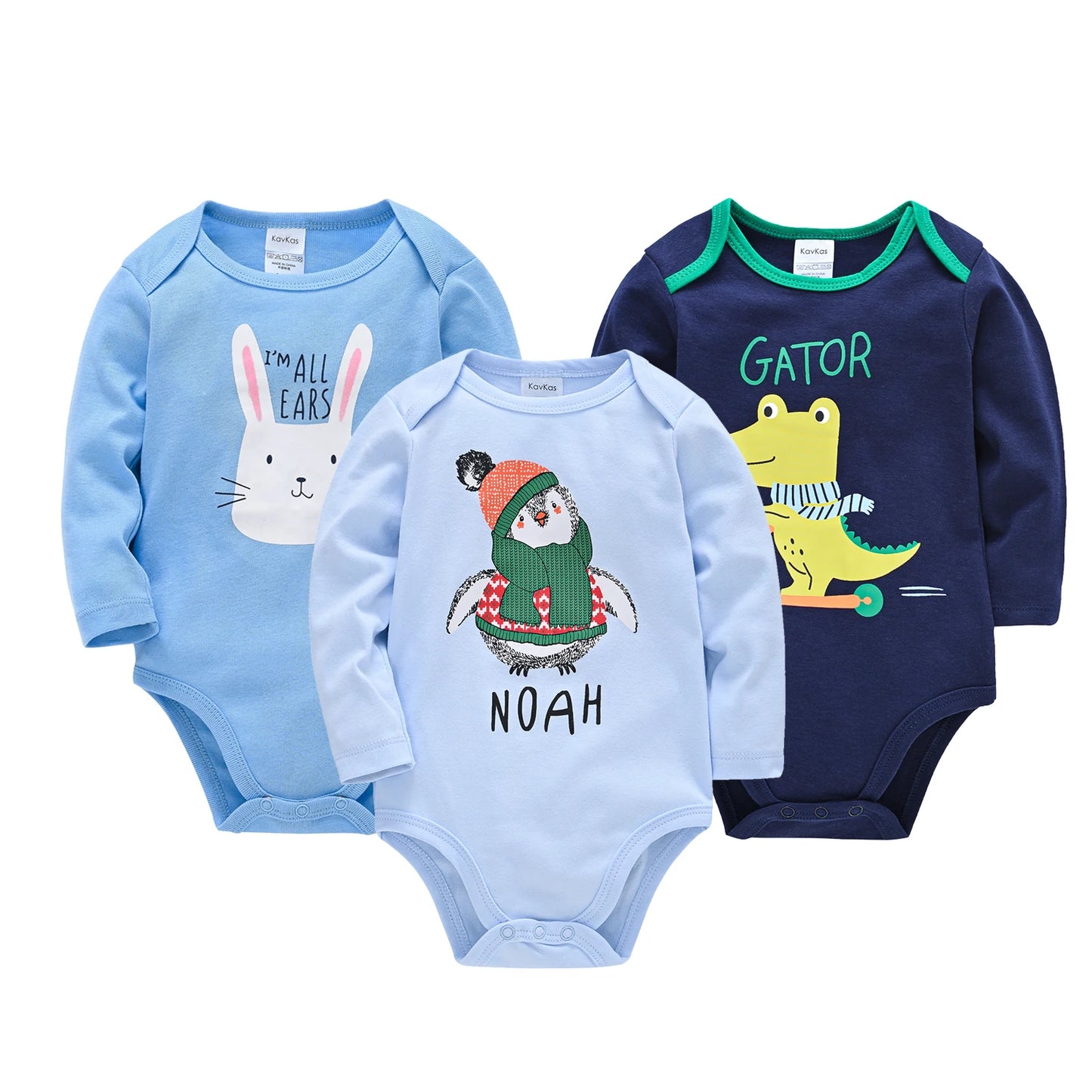 Kavkas 6PCS/3PCS Baby Bodysuit Set – Long Sleeve 100% Cotton Newborn Onesies (0-12 Months)