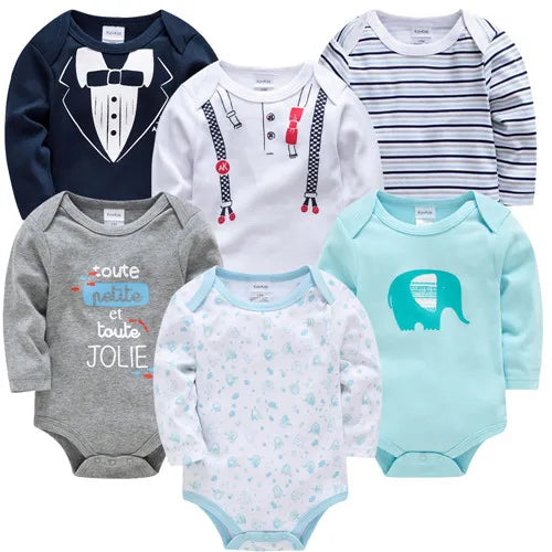 Kavkas 6PCS/3PCS Baby Bodysuit Set – Long Sleeve 100% Cotton Newborn Onesies (0-12 Months)