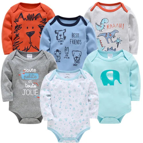 Kavkas 6PCS/3PCS Baby Bodysuit Set – Long Sleeve 100% Cotton Newborn Onesies (0-12 Months)