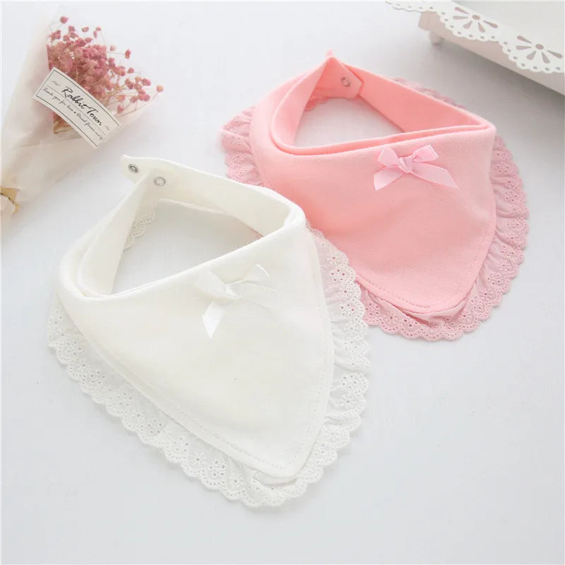Lawadka Baby Bibs for Girls – 100% Cotton Newborn Princess Lace Bow, Cute Burp Cloths for Boys & Girls, Infant Saliva Towels (0-2Y) - Kidzy Market