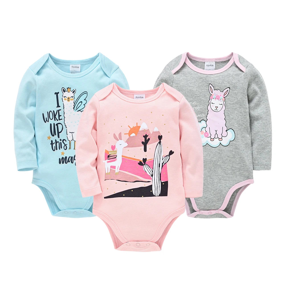 Kavkas 6PCS/3PCS Baby Bodysuit Set – Long Sleeve 100% Cotton Newborn Onesies (0-12 Months)