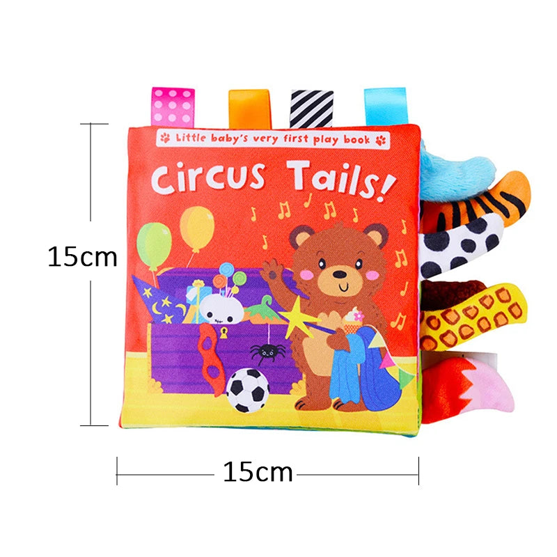 New Baby Toys - Cartoon Animals Tail Cloth Book, Educational Ringed Paper Cloth Book, Enlightenment Toy for Babies 0-12 Months