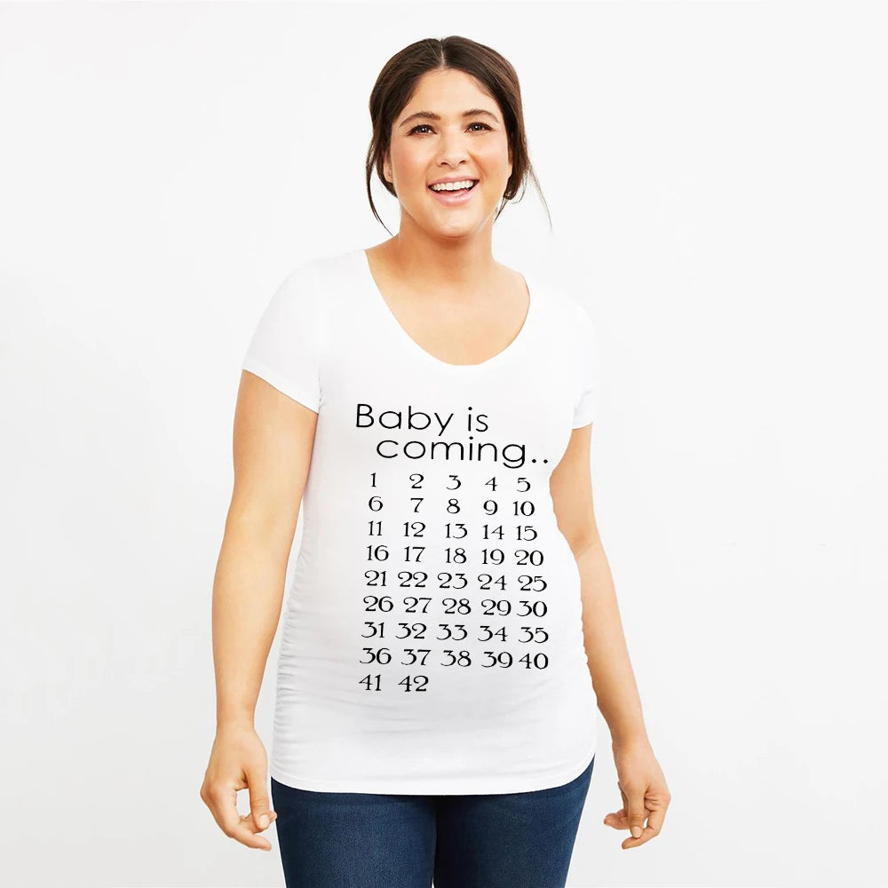 Summer Funny Cartoon Print Pregnancy T-Shirt | Maternity Tops | Plus-Size Short Sleeve for Pregnant Women | Hot Sale