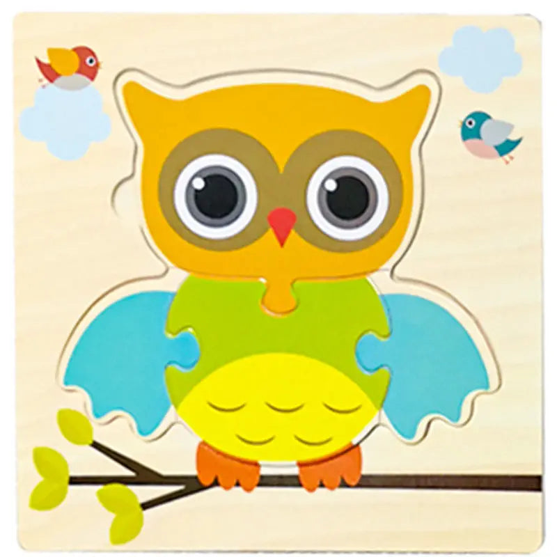 Baby Wooden 3D Puzzle – Tangram Shapes Educational Cartoon Animal Toy for Kids