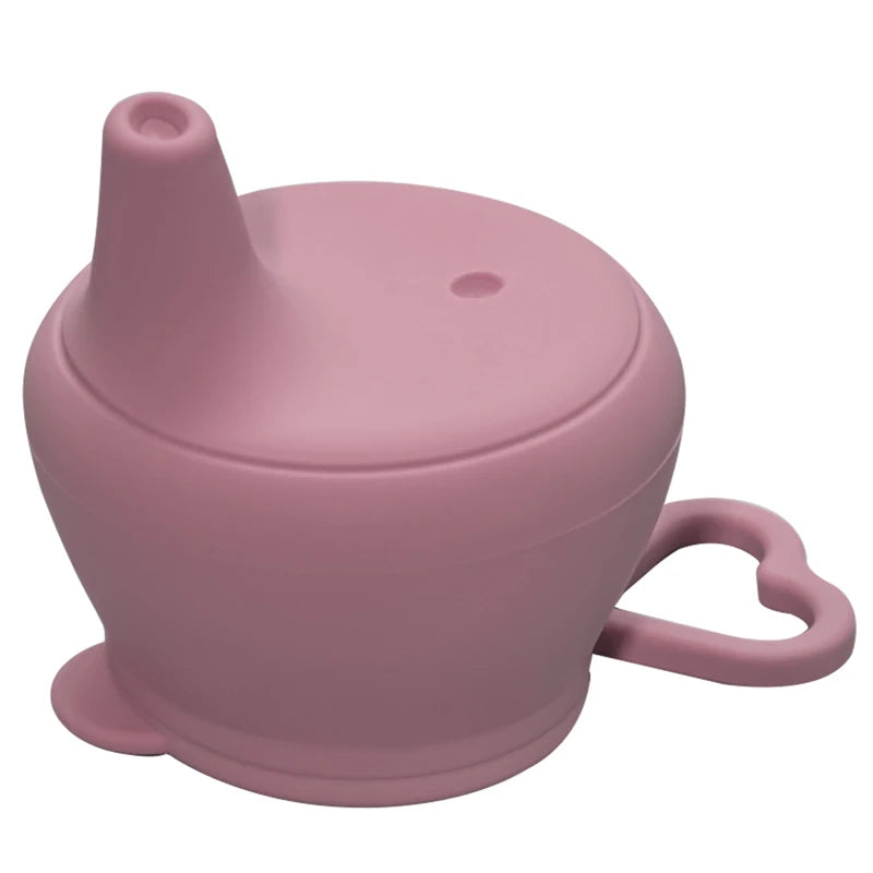 Food Grade Silicone Baby Feeding Mug with Lid, Fashion Infant Drinkware Sippy Cups for Toddlers & Kids with Straw