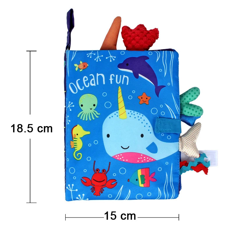 New Baby Toys - Cartoon Animals Tail Cloth Book, Educational Ringed Paper Cloth Book, Enlightenment Toy for Babies 0-12 Months