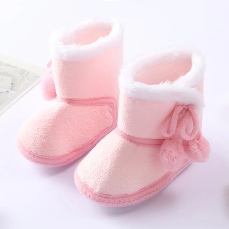 Baywell Winter Warm Fur Snow Boots Baby Booties Anti-slip Infant Boys Bootie Shoes 0-18 Month