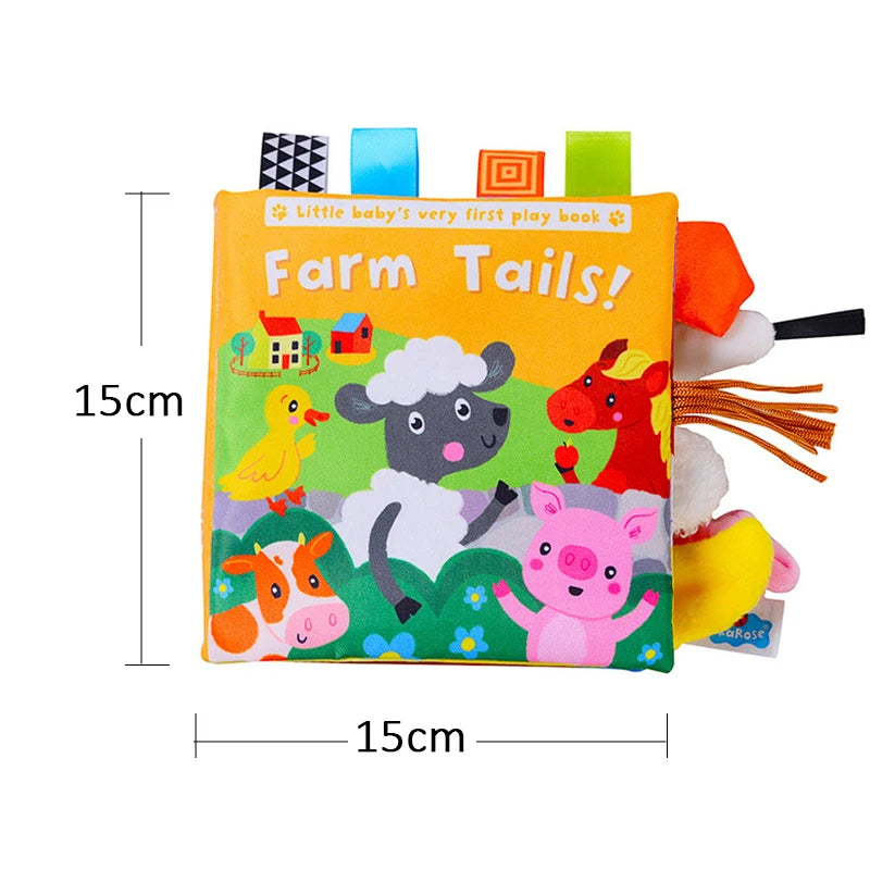 New Baby Toys - Cartoon Animals Tail Cloth Book, Educational Ringed Paper Cloth Book, Enlightenment Toy for Babies 0-12 Months