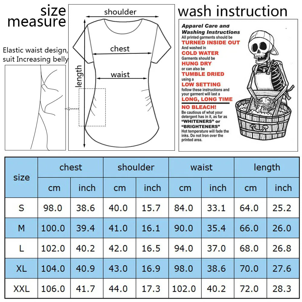 Summer Funny Cartoon Print Pregnancy T-Shirt | Maternity Tops | Plus-Size Short Sleeve for Pregnant Women | Hot Sale