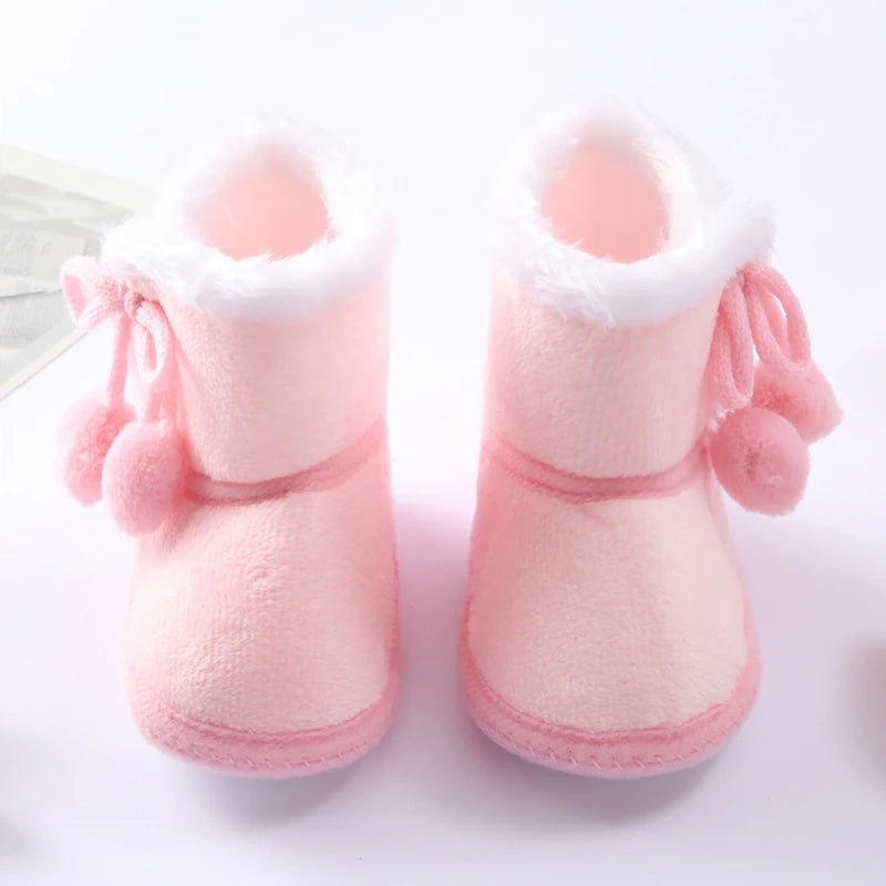 Baywell Winter Warm Fur Snow Boots Baby Booties Anti-slip Infant Boys Bootie Shoes 0-18 Month