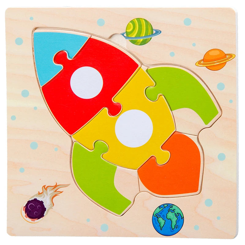 Baby Wooden 3D Puzzle – Tangram Shapes Educational Cartoon Animal Toy for Kids