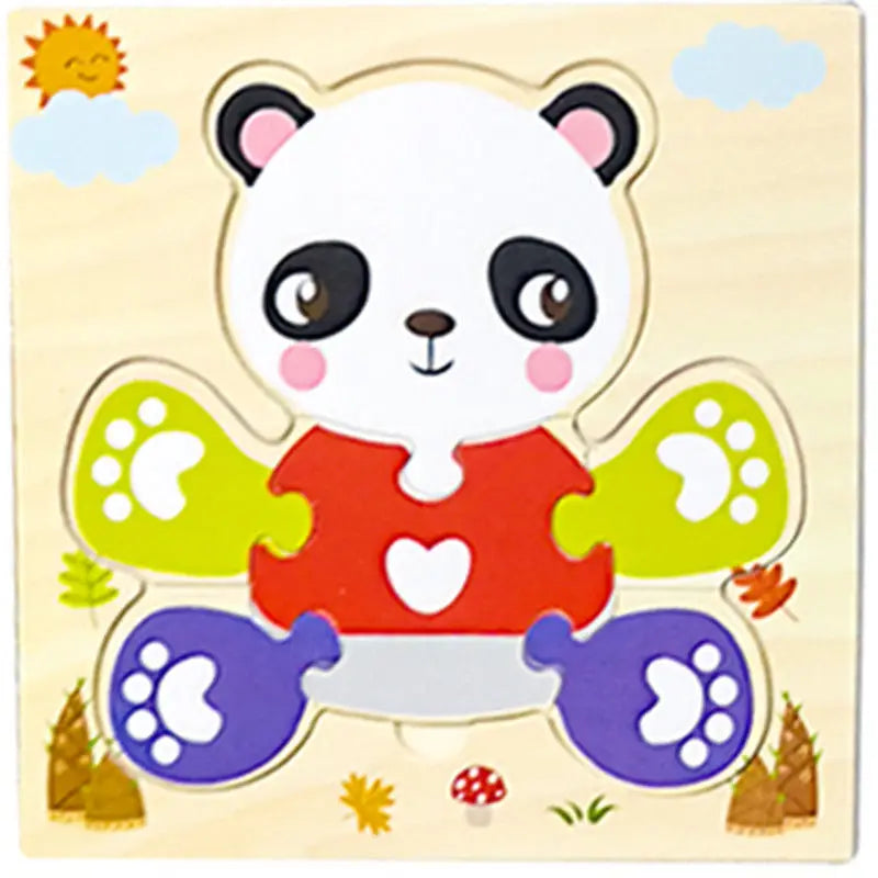 Baby Wooden 3D Puzzle – Tangram Shapes Educational Cartoon Animal Toy for Kids