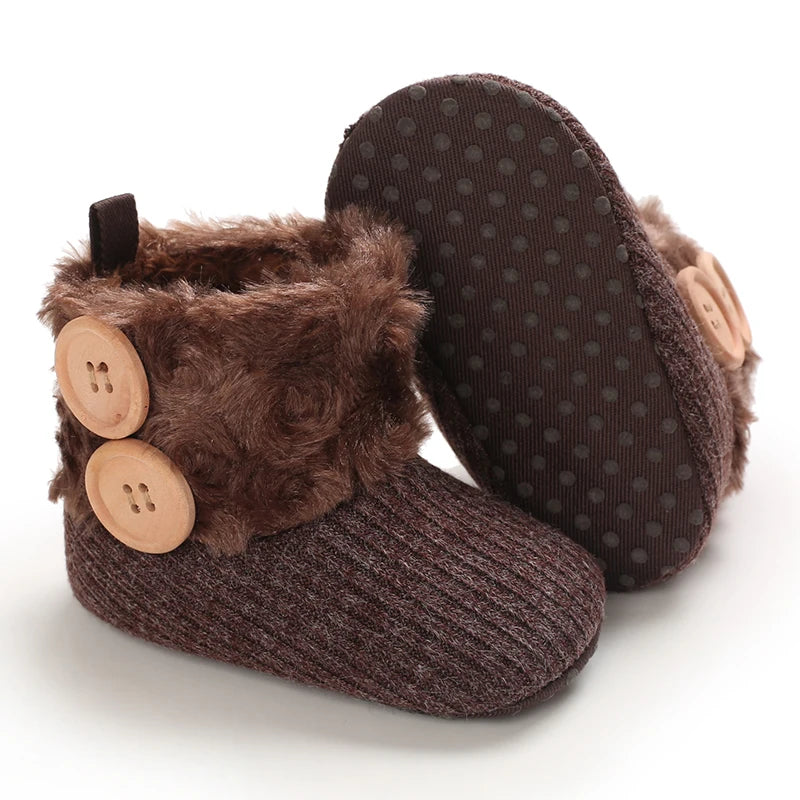 0–18M Winter Baby Snow Boots – Plush Fleece Warm Ankle Boots for Newborn Boys & Girls