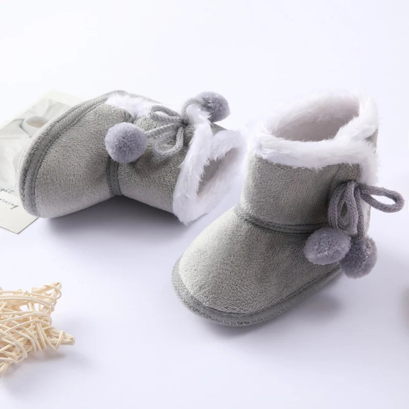 Baywell Winter Warm Fur Snow Boots Baby Booties Anti-slip Infant Boys Bootie Shoes 0-18 Month