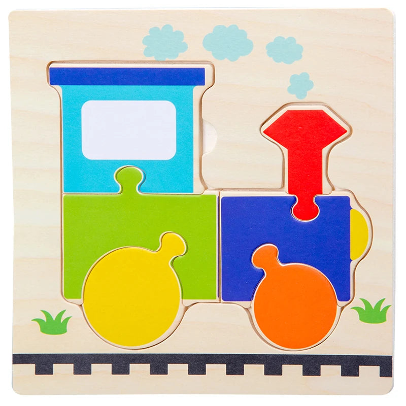 Baby Wooden 3D Puzzle – Tangram Shapes Educational Cartoon Animal Toy for Kids