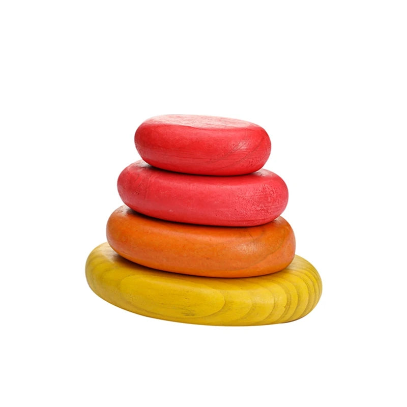 Baby Wooden Building Blocks – BPA-Free Montessori Rainbow Stacked Stone, Balanced Stacking Toy for Children, Educational Gift
