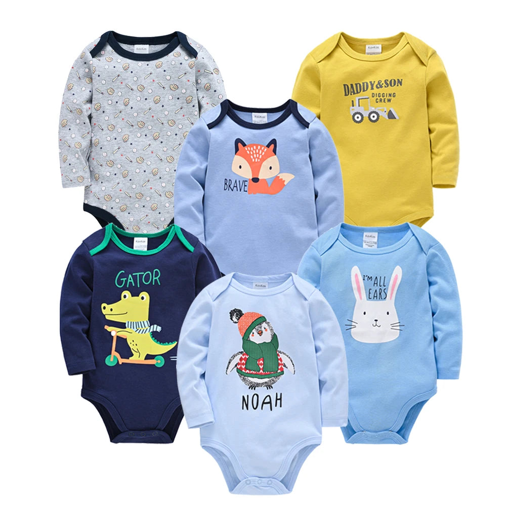 Kavkas 6PCS/3PCS Baby Bodysuit Set – Long Sleeve 100% Cotton Newborn Onesies (0-12 Months)