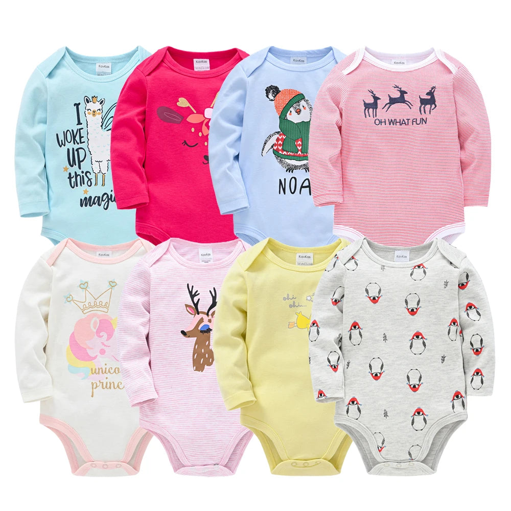 Kavkas 6PCS/3PCS Baby Bodysuit Set – Long Sleeve 100% Cotton Newborn Onesies (0-12 Months)