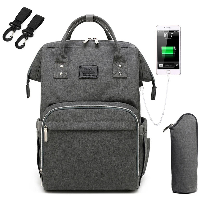 Large Capacity Waterproof Nappy Backpack – Multi-Function Travel Diaper Bag for Moms & Baby Care - Kidzy Market