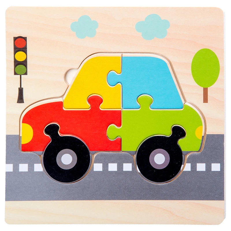 Baby Wooden 3D Puzzle – Tangram Shapes Educational Cartoon Animal Toy for Kids