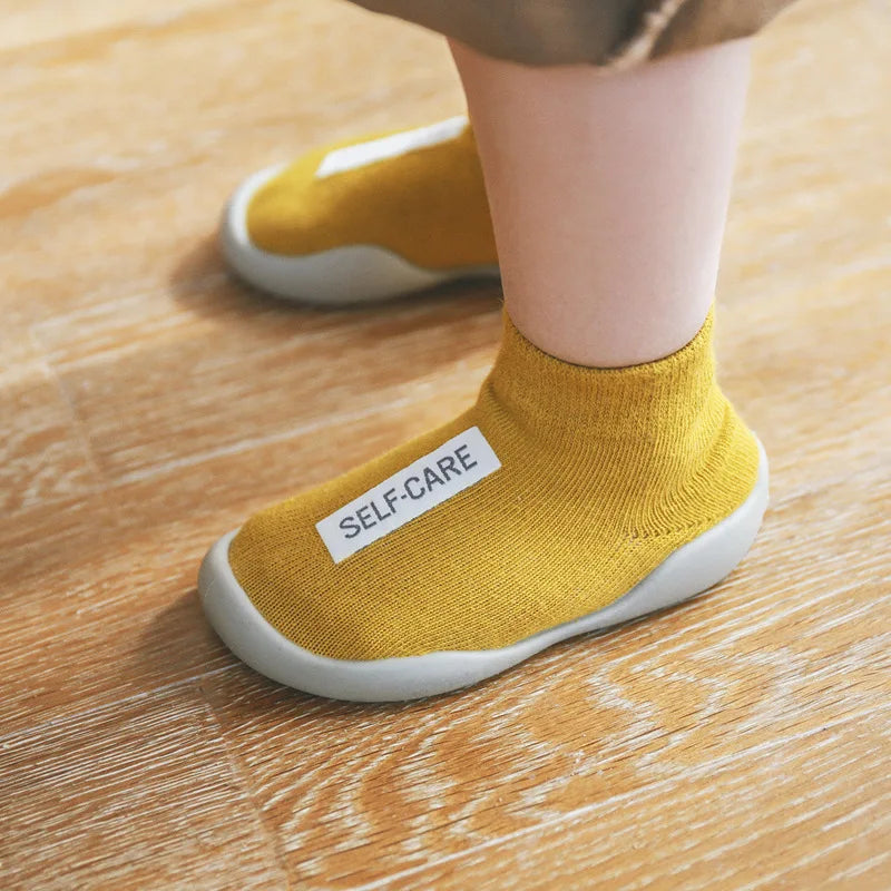 Baby First Walker Shoes – Soft Rubber Sole Non-Slip Knit Booties for Infants & Toddlers (Boys & Girls)