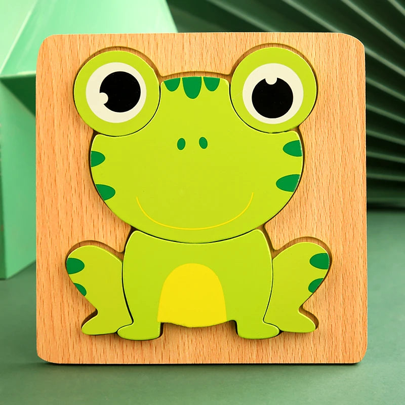 3D Wooden Puzzle – Baby Cartoon Animal Traffic Jigsaw Educational Toy for Children