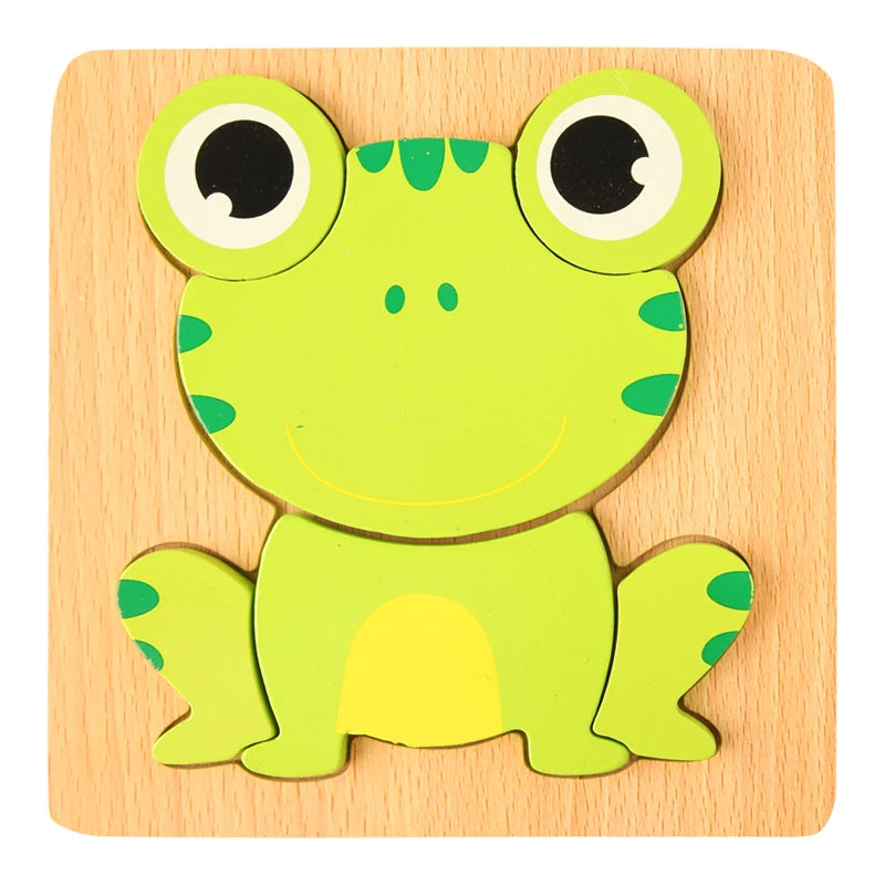 3D Wooden Puzzle – Baby Cartoon Animal Traffic Jigsaw Educational Toy for Children