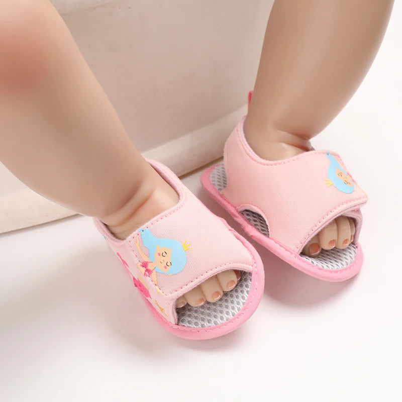 Summer Newborn Infant Baby Girls Princess First Walker Shoes – Soft Sole Sandals & Beach Slippers