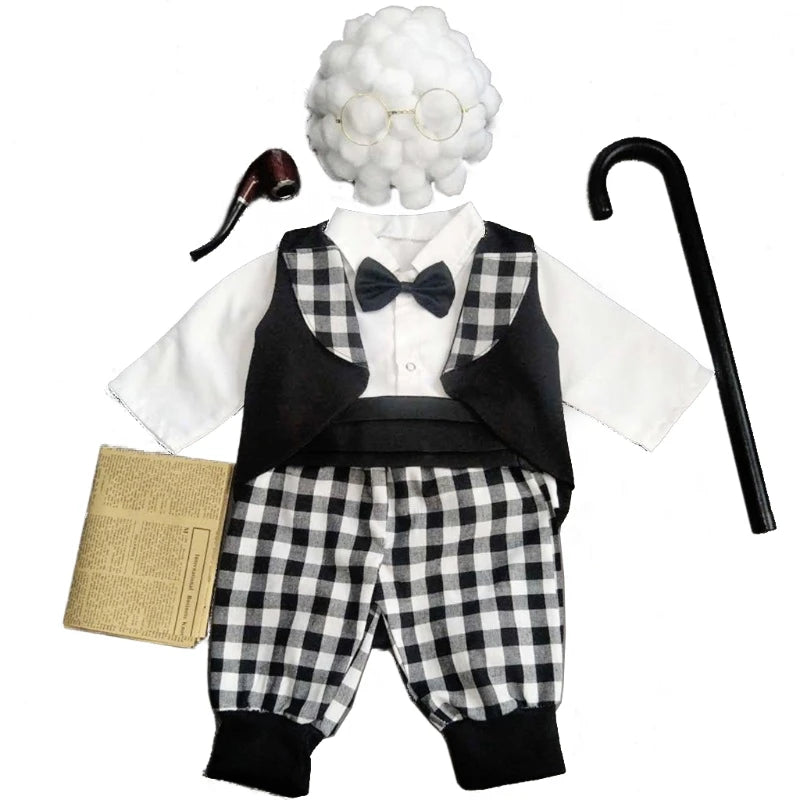 Funny Baby Photography Props Costume Set for Girls – Infant Cosplay Outfit, Grandma Clothes, Photo Shooting Hat and Accessories