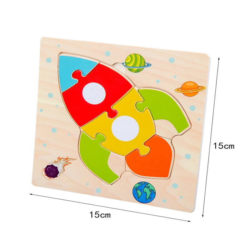 Baby Wooden 3D Puzzle – Tangram Shapes Educational Cartoon Animal Toy for Kids