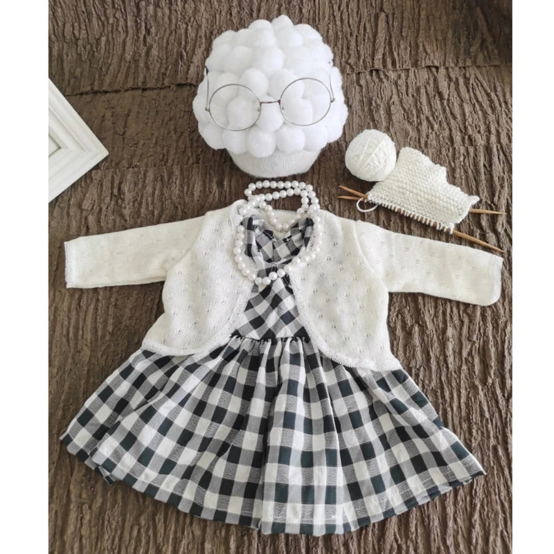 Funny Baby Photography Props Costume Set for Girls – Infant Cosplay Outfit, Grandma Clothes, Photo Shooting Hat and Accessories