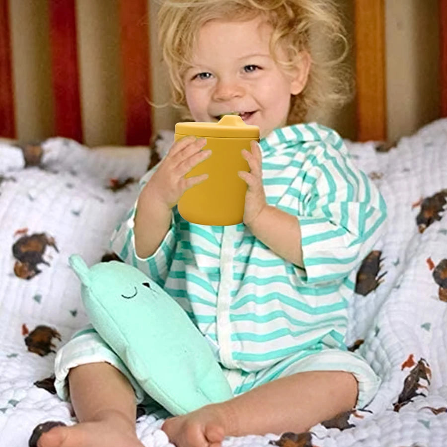 Newest Silicone Baby Drinking Cup, Infant Feeding Leak-Proof Cup, Portable Children’s Water Bottle, Newborn Accessories (250ml/8.45oz)