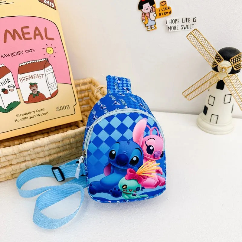 Kawaii Stitch Disney Girls Chest Bag – Cute Mini Outdoor Shoulder Bag for Boys & Girls, Children Zipper Waist Bag, Xmas Gift - Kidzy Market