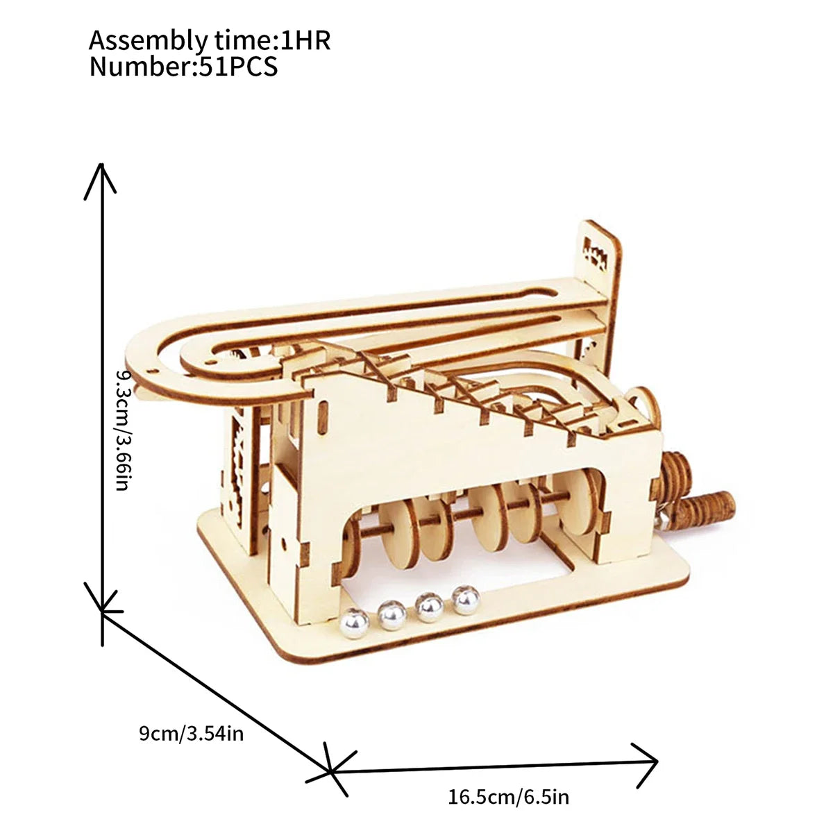 Spiral Marble Run 3D Wooden Puzzle – DIY Mechanical Model Kit for Adults and Teens