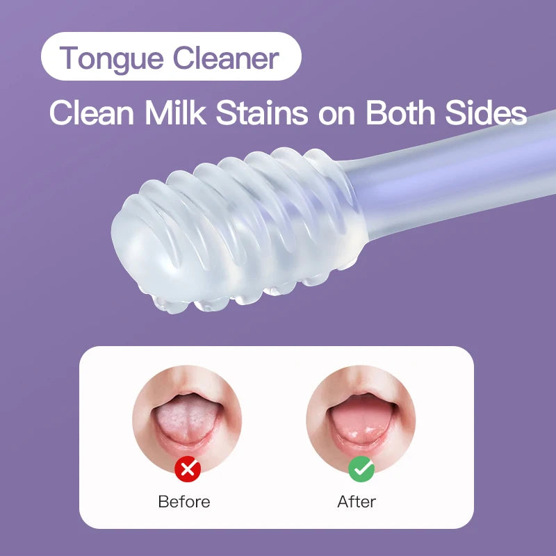 Infant Baby Silicone Deciduous Teeth Toothbrush Oral Tongue Cleaner with PP Storage Box