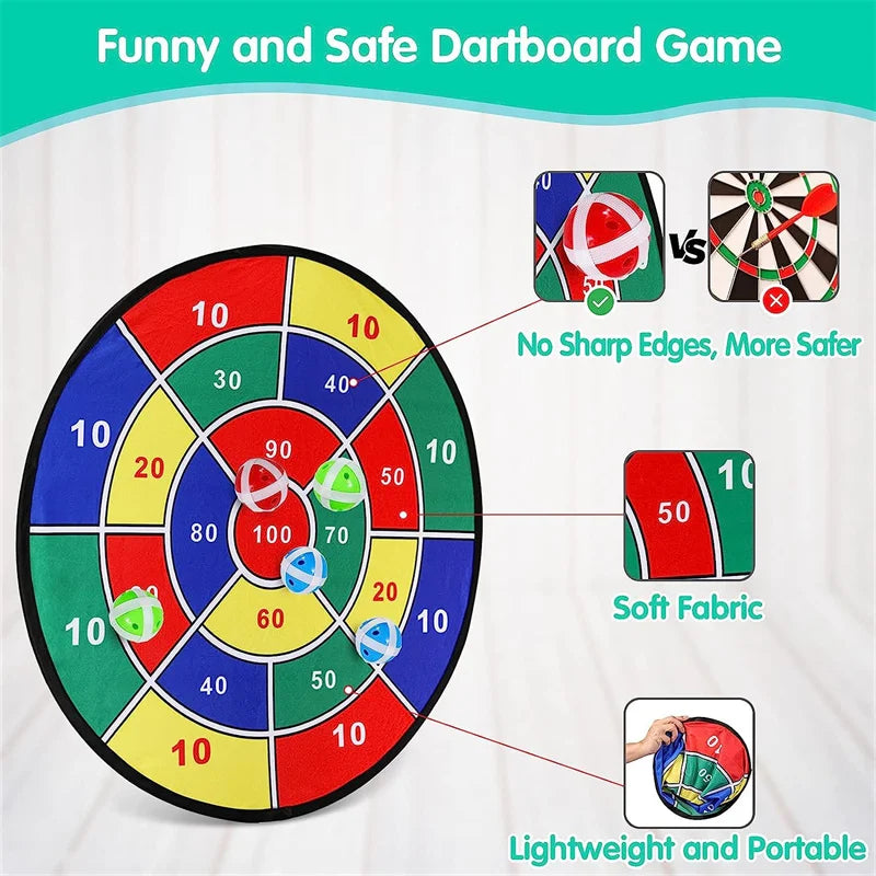 12 Ball Sticky Dart Board Set – Large 66cm Target, Indoor/Outdoor Parent-Child Interactive Party Game Toy