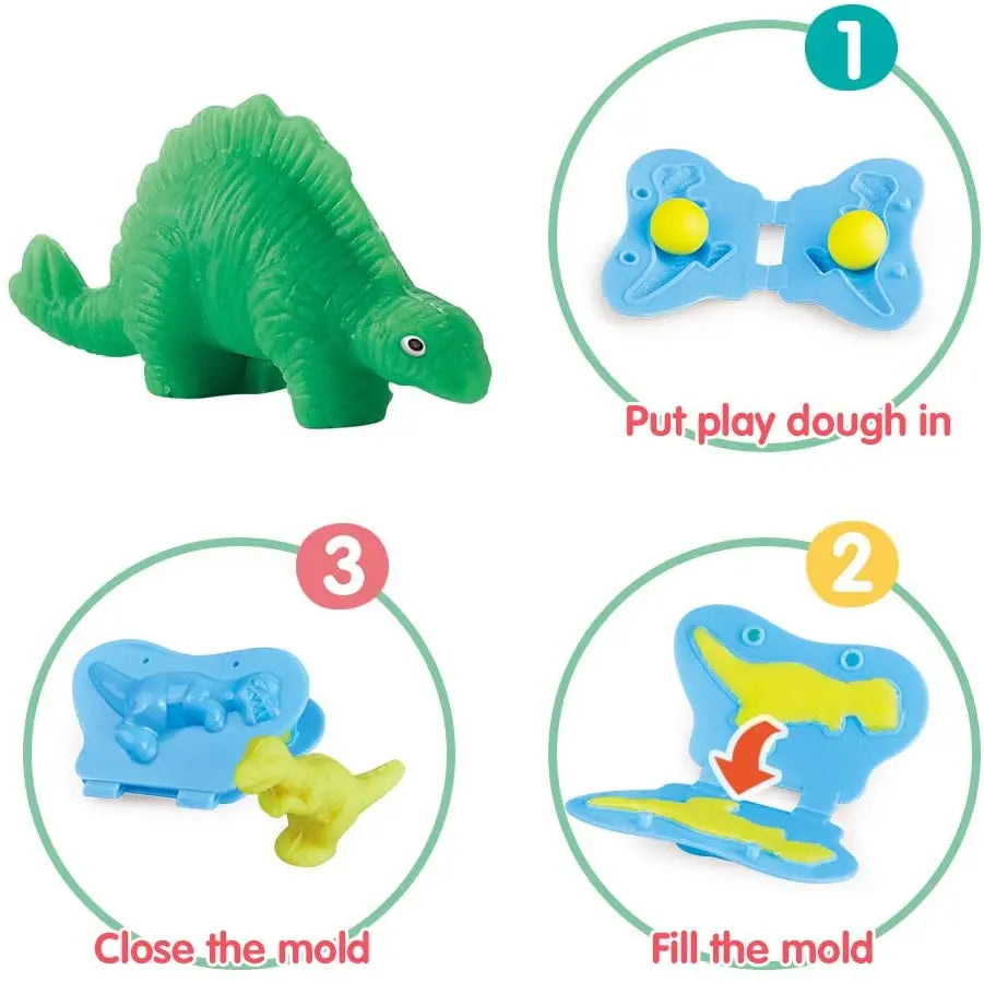 Yeahbo Playdough Set for Kids - Air Dry Modeling Clay with 6 Dinosaur Molds, Polymer Clay Set, Play Dough Dinosaur Toys