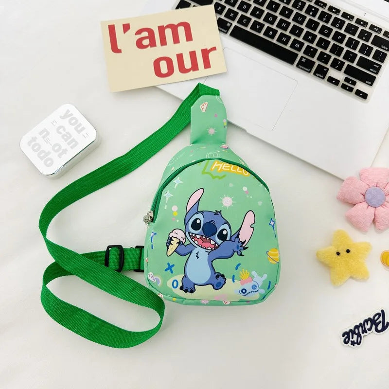 Kawaii Stitch Disney Girls Chest Bag – Cute Mini Outdoor Shoulder Bag for Boys & Girls, Children Zipper Waist Bag, Xmas Gift - Kidzy Market