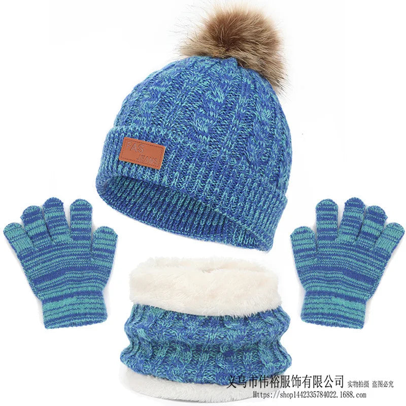 Boys & Girls Winter Beanie Hat, Scarf & Gloves Set – Knit Fleece Lined Thermal Set for 1-5 Years Old Kids, Thick & Warm Winter Accessories