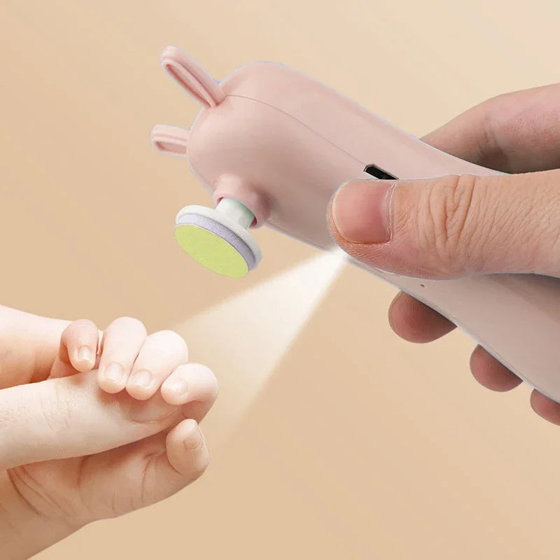 Baby Nail Grinder – Rabbit & Bear Rechargeable Anti-Clamping Nail Clippers, Electric Nail Grinder Set for Newborn Care