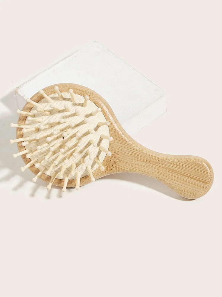 Cute Cat Hair Brush – Natural Wooden Anti-Static Detangle Brush, Scalp Massage Comb, Air Cushion Styling Tool for Girls