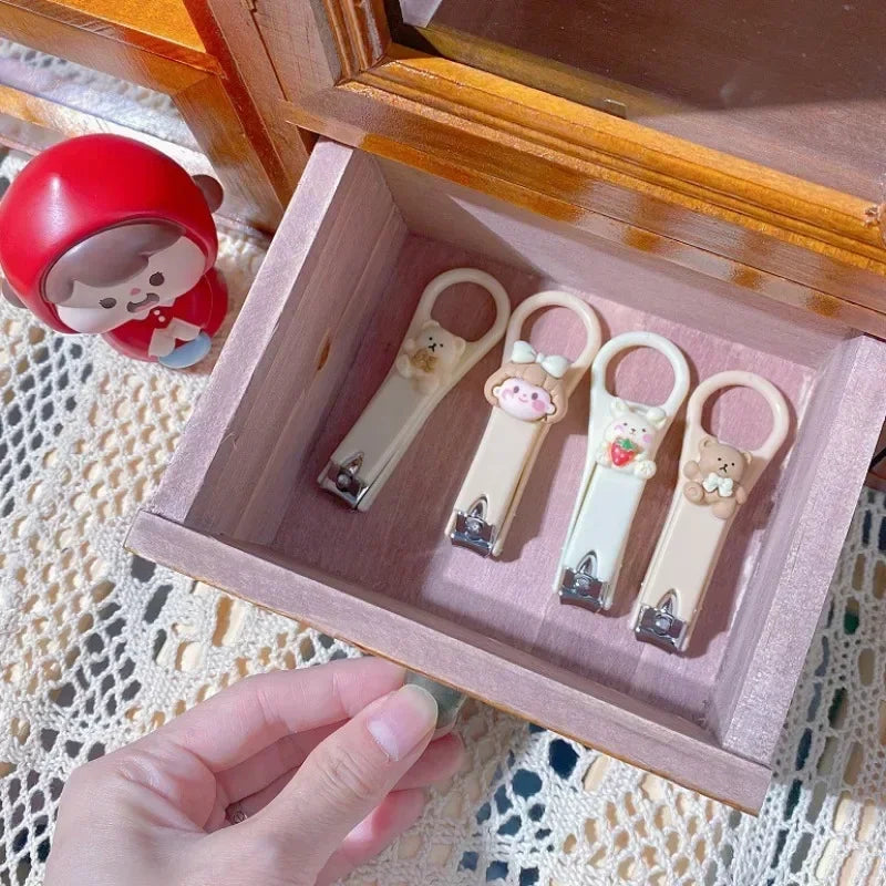 New Cute Cartoon Bear & Bunny Nail Clippers – Anti-Splash Nail Trimmer, Baby Nail Care Accessories, Manicure Tools