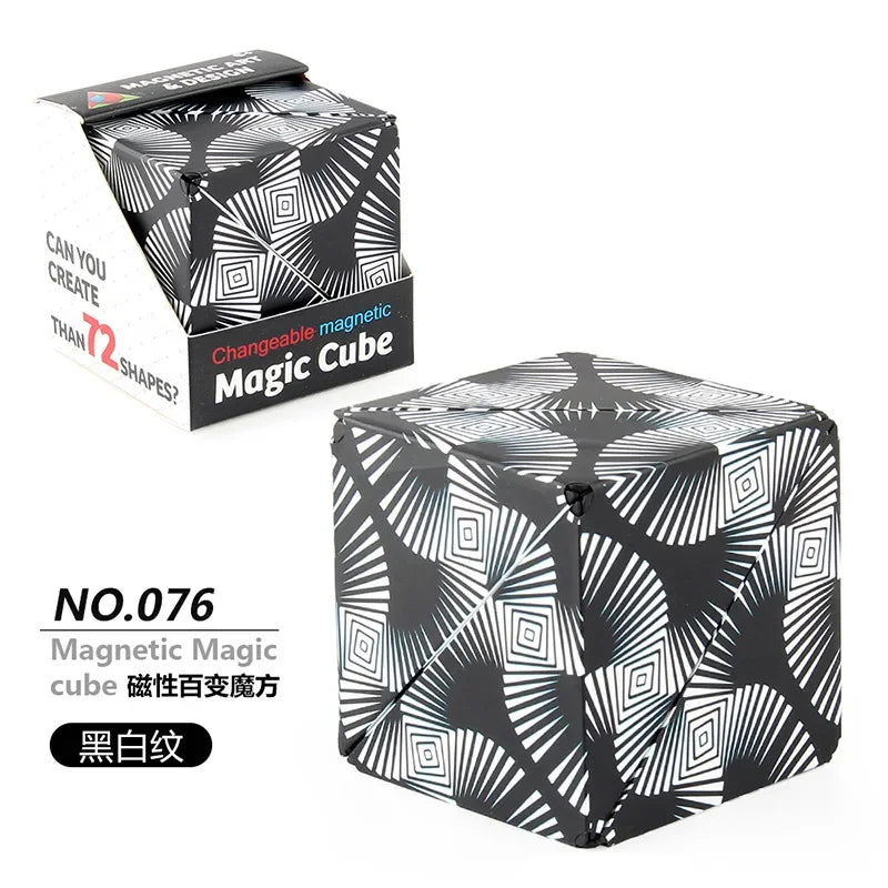Variety Geometric Changeable Magnetic Magic Cube, Anti-Stress 3D Hand Flip Puzzle Cube, Kids Stress Reliever Fidget Toy